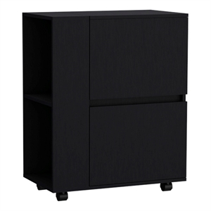 TUHOME GlasgoW Bar Cart  Black Engineered Wood