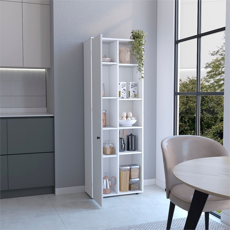 TUHOME Hoyt Multistorage Kitchen Pantry White Manufactured Wood