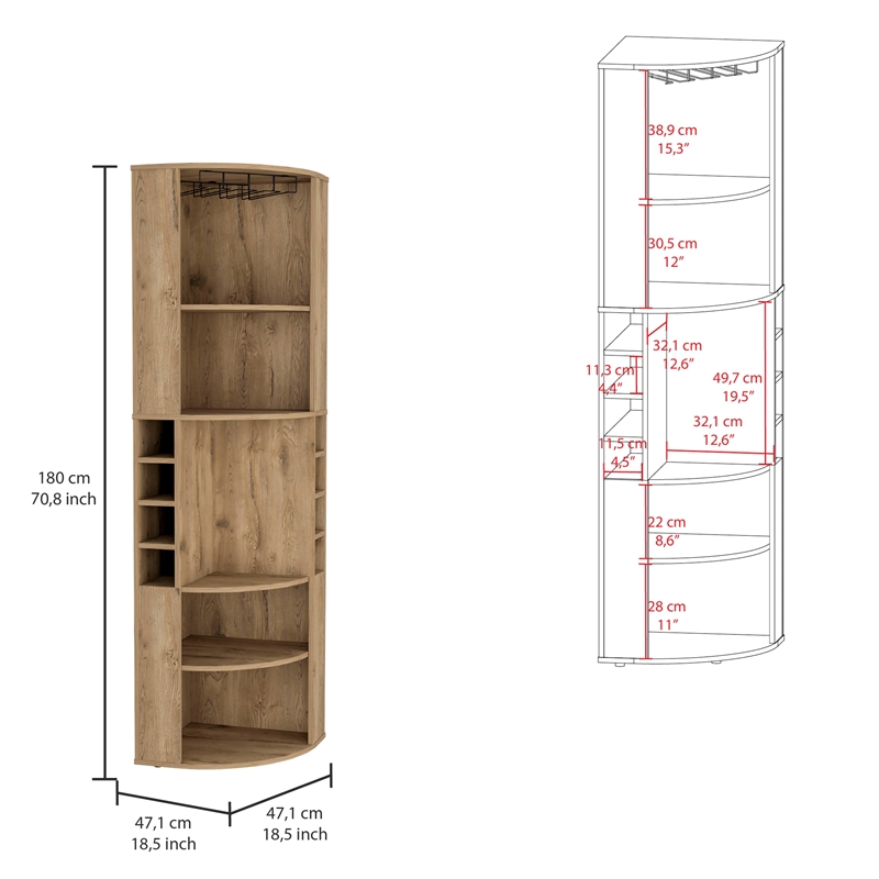 TUHOME Oban Corner Bar Cabinet  Beige Manufactured Wood