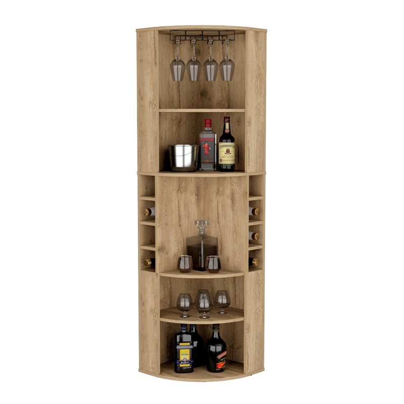 TUHOME Oban Corner Bar Cabinet  Beige Manufactured Wood