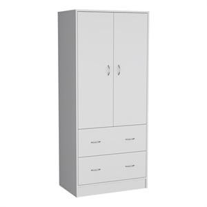 Tuhome Furniture Taly Engineered Wood 2-Doors/2-Drawers Bedroom Armoire in White