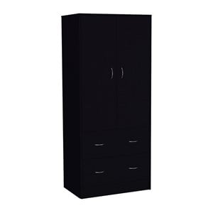 Tuhome Furniture Taly Engineered Wood 2-Doors/2-Drawers Bedroom Armoire in Black