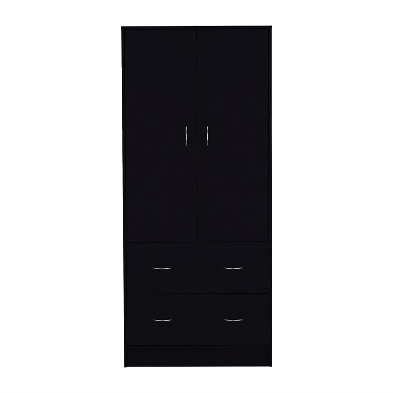 Tuhome Furniture Taly Engineered Wood 2-Doors/2-Drawers Bedroom Armoire in Black