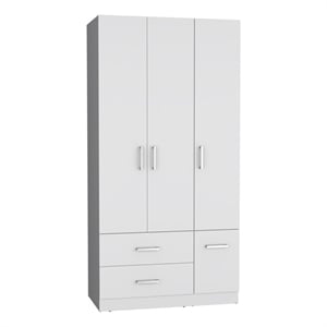 Tuhome Furniture Sebree Engineered Wood 4-Doors Bedroom Armoire in White