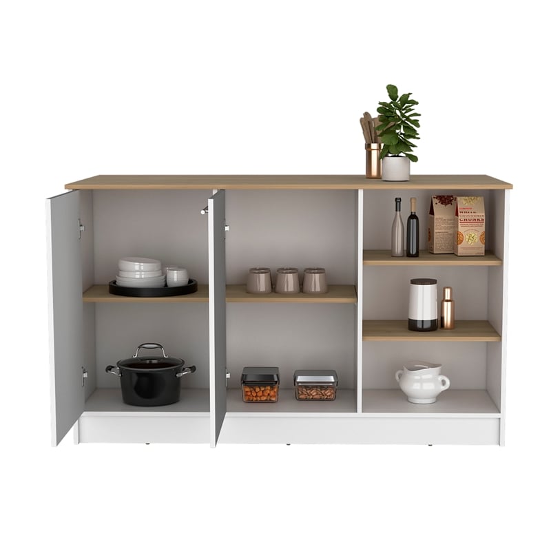 Ginger Kitchen Island Engineered Wood Multi-Color