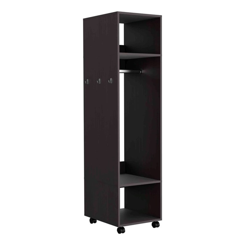 Cluster Wardrove with Mirror Engineered Wood Black