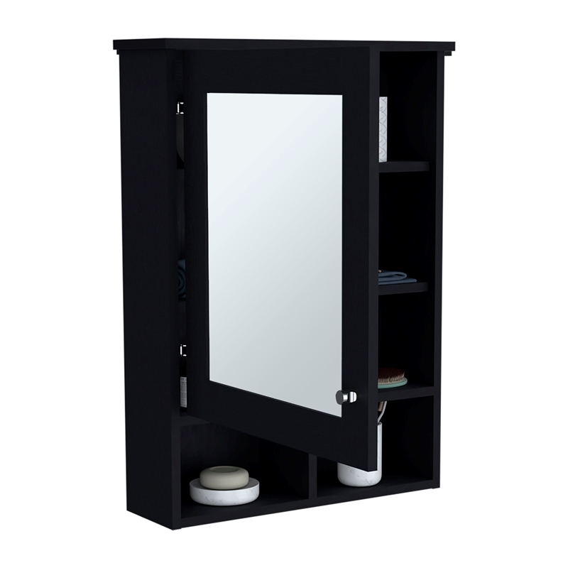Vina Medicine Cabinet Engineered Wood Black
