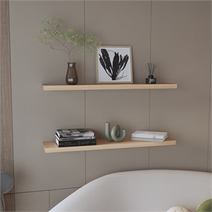 Tuhome Furniture Ecco 47&quot Wide Floating Shelves Set of 2 Engineered Wood Beige