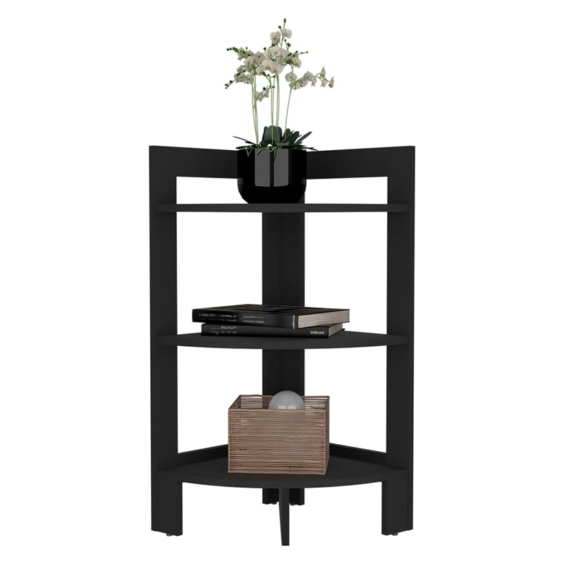 Riga Corner Side Table Engineered Wood Black
