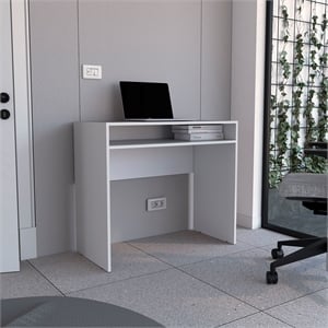 Stella 35&quot Wide Writing Desk White Engineered Wood White