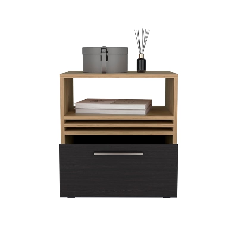 Vance 20 High One Drawer Nightstand Natural Oak Engineered Wood Multicolor