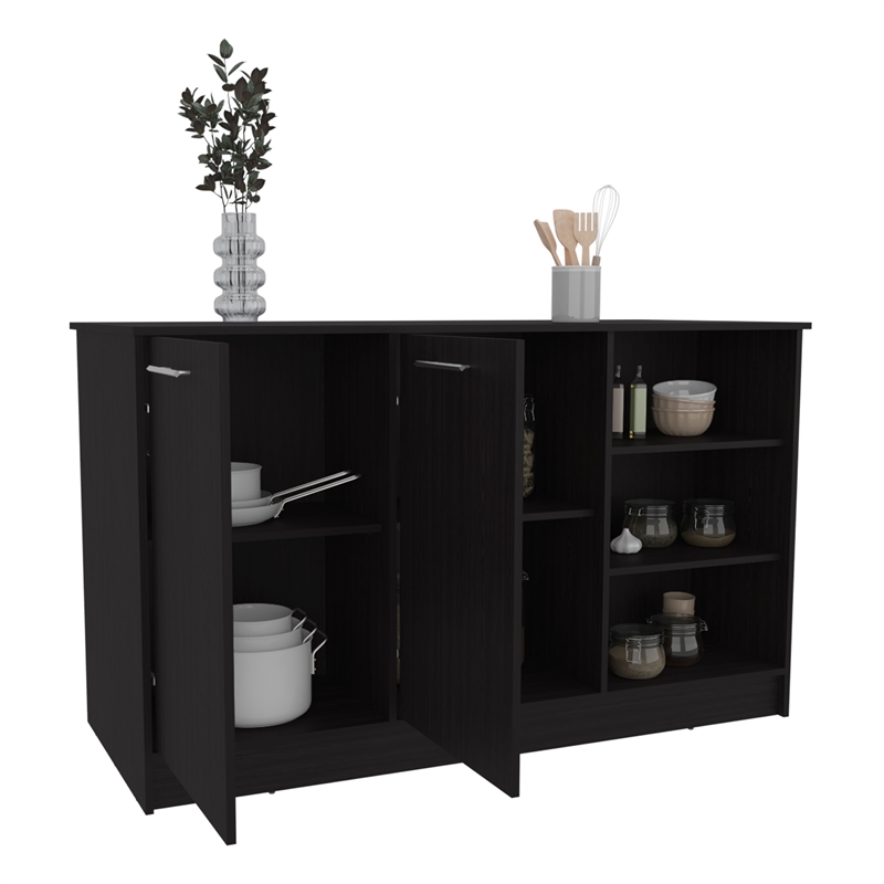 Ginger Kitchen Island  Engineered Wood Black