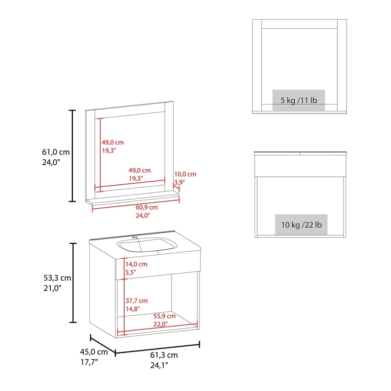 Blake Bathroom Cabinet with Mirror Cabinet Engineered Wood White