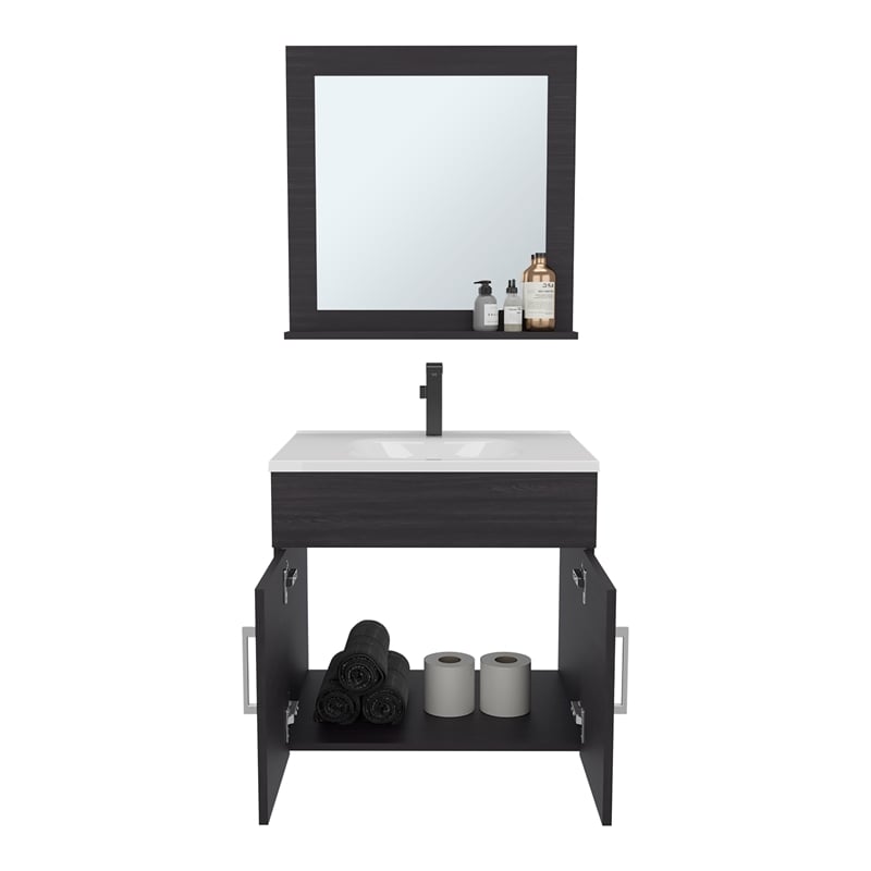 Blake Bathroom Cabinet with Mirror Cabinet Engineered Wood Black
