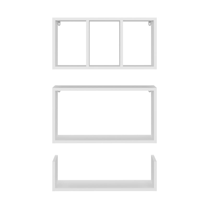 Trego Wall Shelves Set of 3 Engineered Wood White