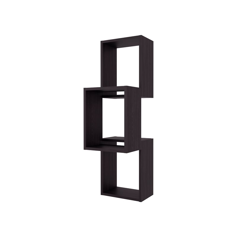 Seyner 3-Cube Wall Floating Shelf  Engineered Wood Black