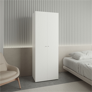 Home 2 Door Closet System Hanging Rod Engineered Wood White