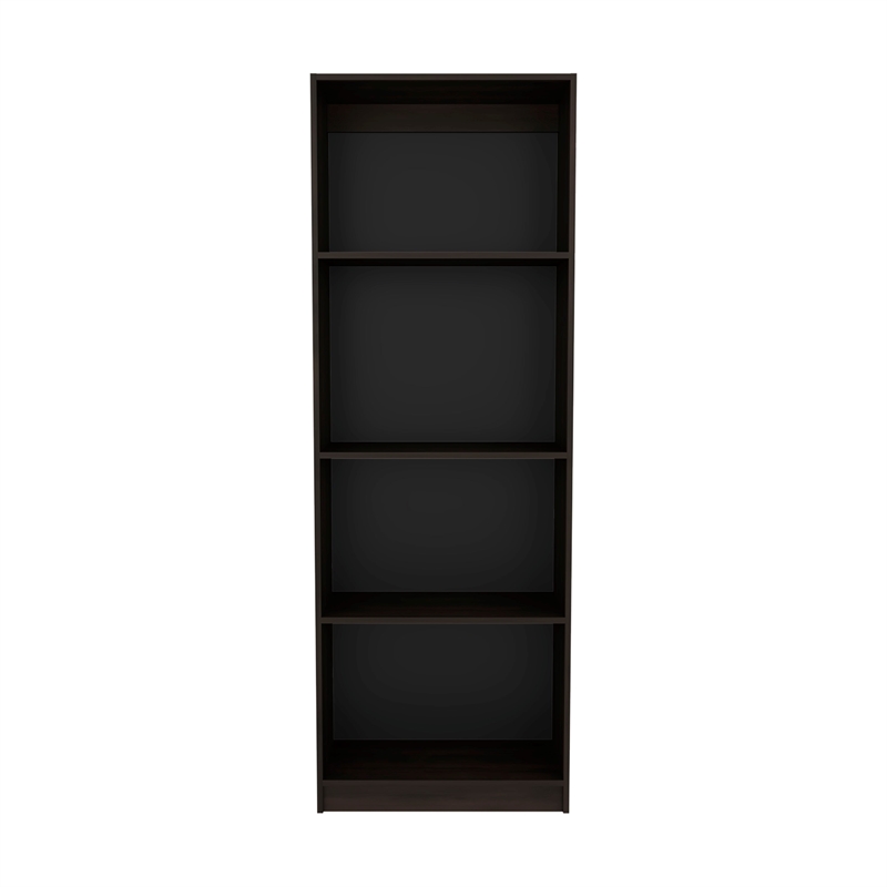 Tuhome Home Tall Elegant 4-Shelf Bookcase w/ Open Storage in Brown