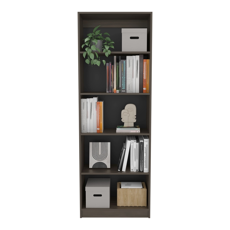 Tuhome Home 4 Shelves Bookcase w/ Open Storage in Brown