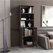 Tuhome Furniture Home 2-Door 2 Open Shelves Bookcase in Borwn