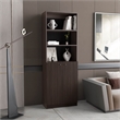 Tuhome Furniture Home 2-Door 2 Open Shelves Bookcase in Borwn