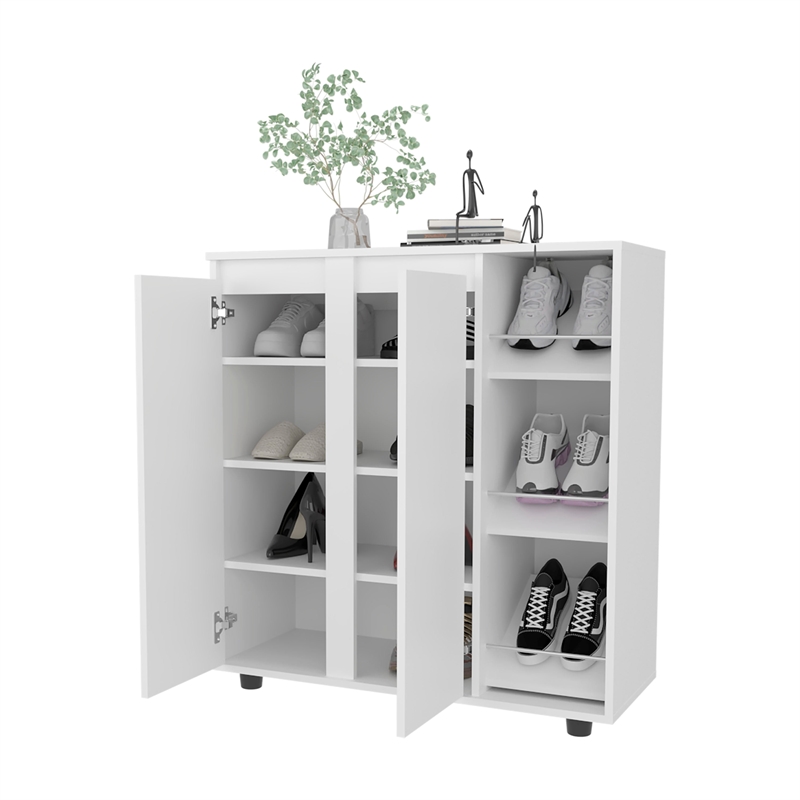 Tuhome Houck 3 Side Tiers Shoe Rack in White