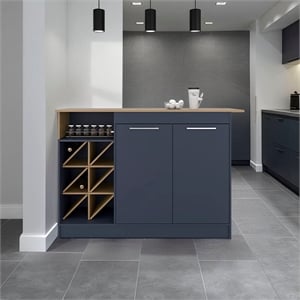 Tuhome Lugano Kitchen Island with Open Shelves in Multicolor