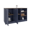 Tuhome Ginger Kitchen Island Three Open Shelves Two Cabinets Doors in Multicolor