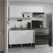 Tuhome Oceana Kitchen Top Cabinet with Stainless Steel Utility Sink Set in White