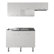 Tuhome Oceana Kitchen Top Cabinet with Stainless Steel Utility Sink Set in White