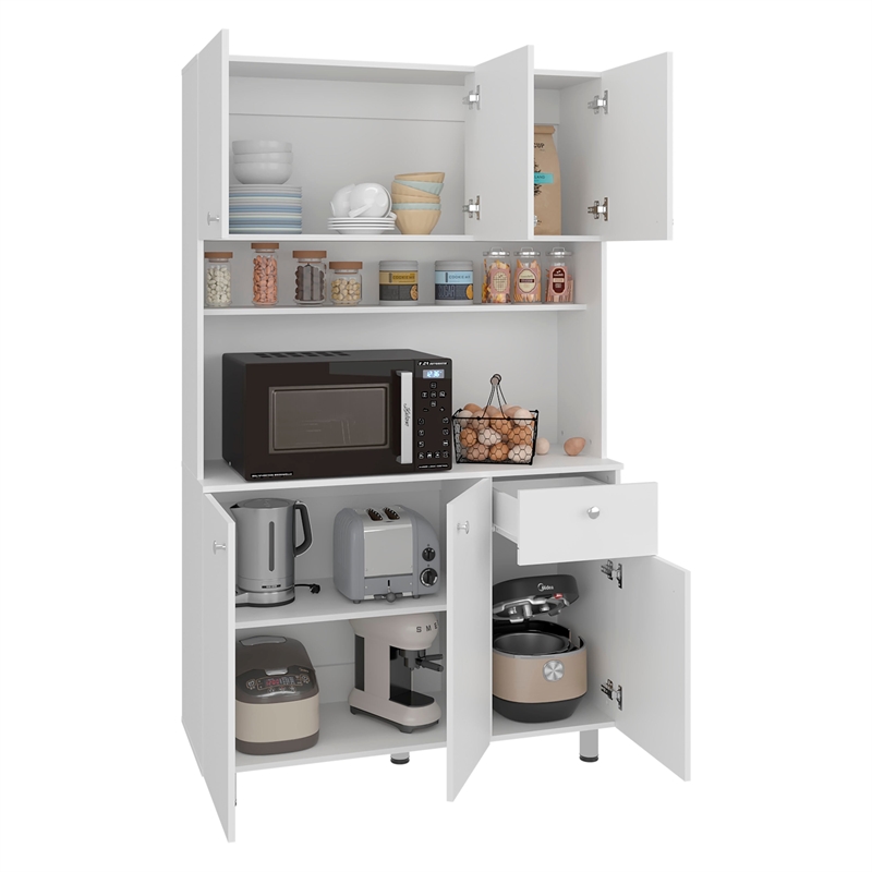 Wilson 6 Door Multi-Functional Kitchen Pantry Engineered Wood White