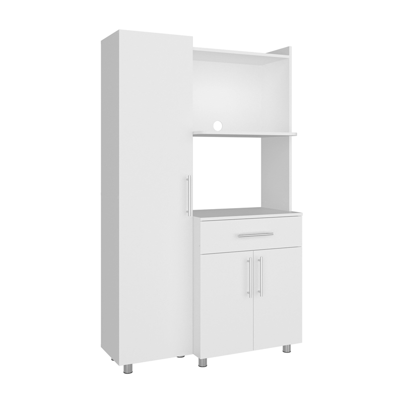 Pantress Complete Kitchen Pantry and Microwave Cabinet Engineered Wood White