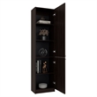 Home Tall Double Door Bookcase with 5 Interior Shelves Engineered Wood Brown