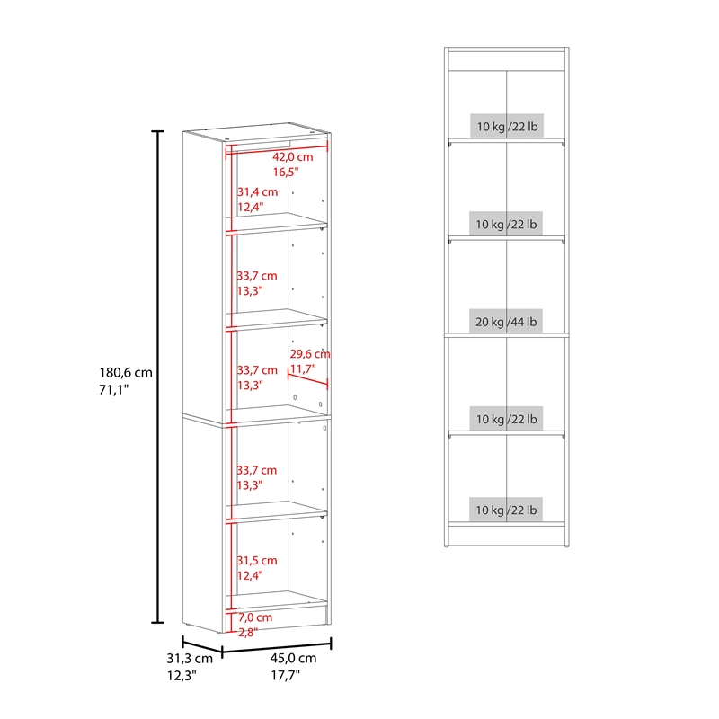 Home Tall Double Door Bookcase with 5 Interior Shelves Engineered Wood Brown