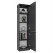 Home Tall Double Door Bookcase with 5 Interior Shelves Engineered Wood Gray