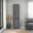 Home Double Glass Door Bookcase Cabinet with Shelves Engineered Wood Gray