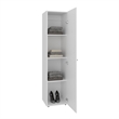 Home Linen Tall Cabinet with Single Door and One Mirror Engineered Wood White