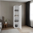 Home Linen Tall Cabinet with Single Door and One Mirror Engineered Wood White