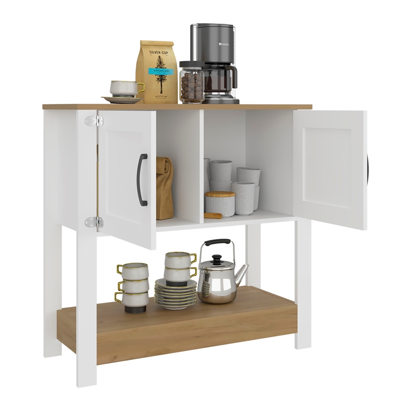 Tuhome Carajillo Compact and Small Sideboard Table with Cabinet Engineered Wood White