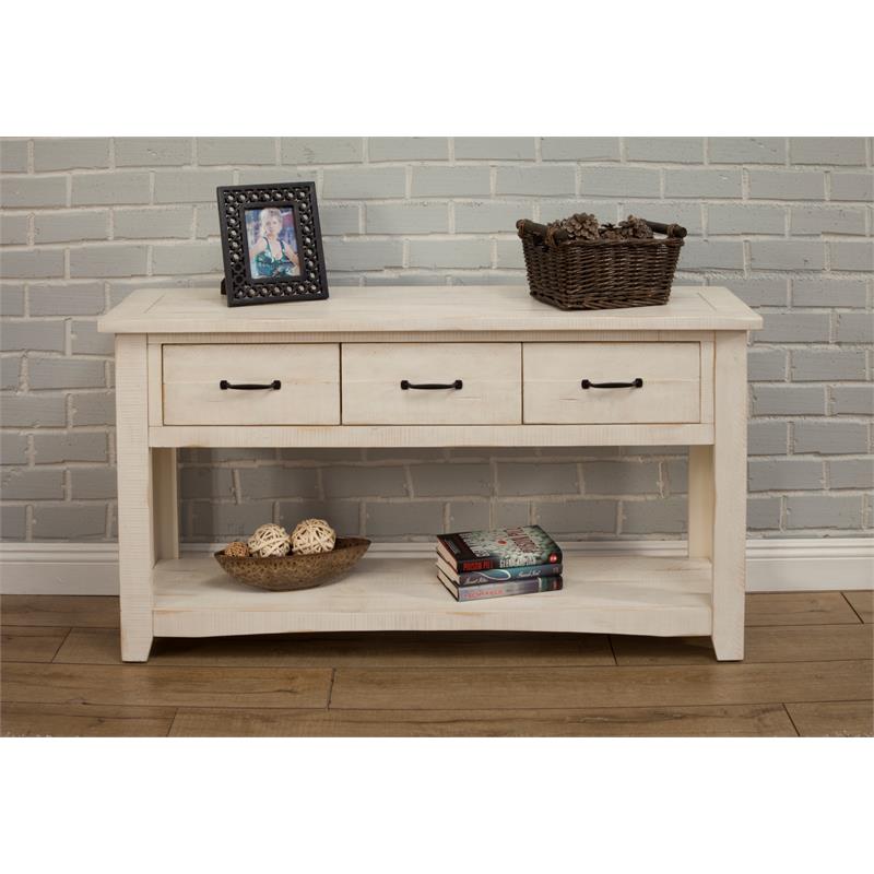 Martin Svensson Home Rustic Collection Sofa Console Wood Table Antique White