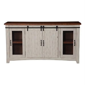 Martin Svensson Home Taos 65&quot Solid Wood TV Stand Antique White and Honey Finish
