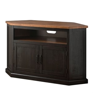 Martin Svensson Home Rustic Corner 50&quot Wood TV Stand Antique Black and Honey