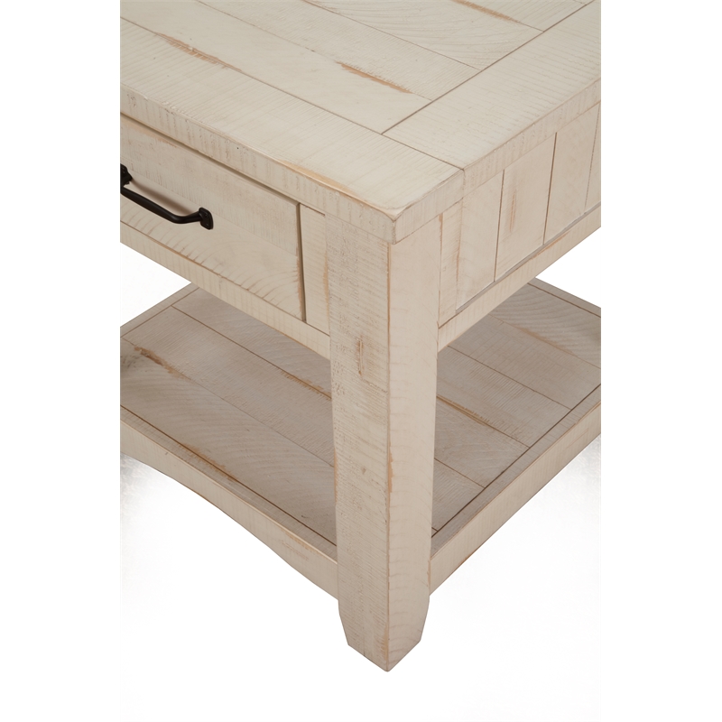 Martin Svensson Home Rustic Solid Wood 1 Drawer End Table Antique White