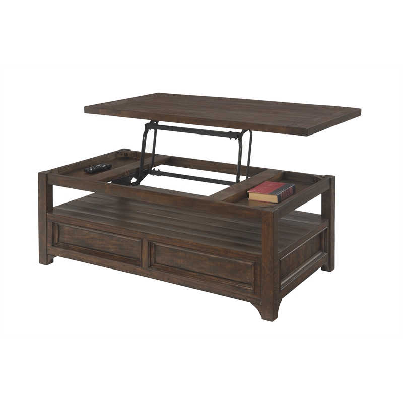 Martin Svensson Home Lisbon Solid Wood Two Drawer Lift-Top Coffee Table Brown