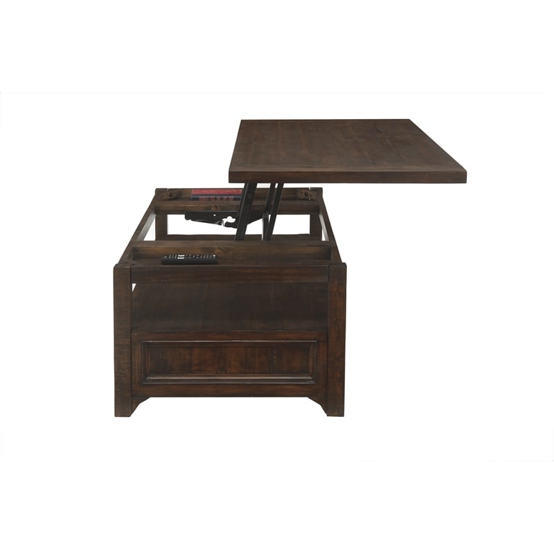 Martin Svensson Home Lisbon Solid Wood Two Drawer Lift-Top Coffee Table Brown