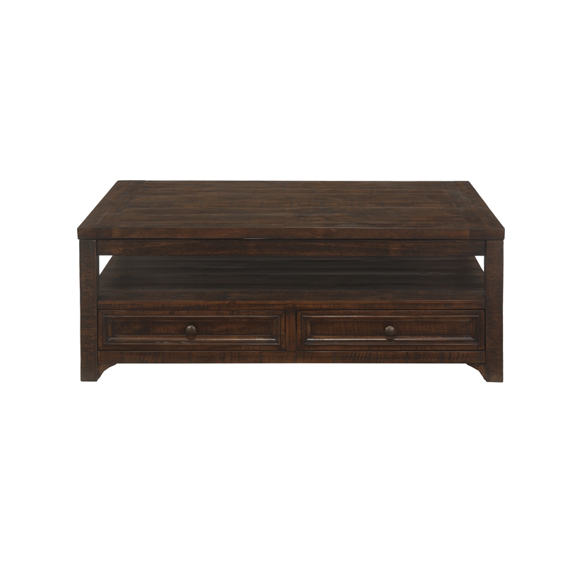 Martin Svensson Home Lisbon Solid Wood Two Drawer Lift-Top Coffee Table Brown