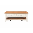 Martin Svensson Home Rustic Wood 2 Drawer Coffee Table Antique White and Honey