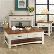 Martin Svensson Home Rustic Wood 2 Drawer Coffee Table Antique White and Honey