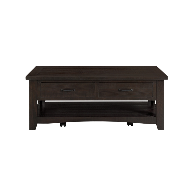 Martin Svensson Home Rustic Solid Wood 2 Drawer Coffee Table Espresso