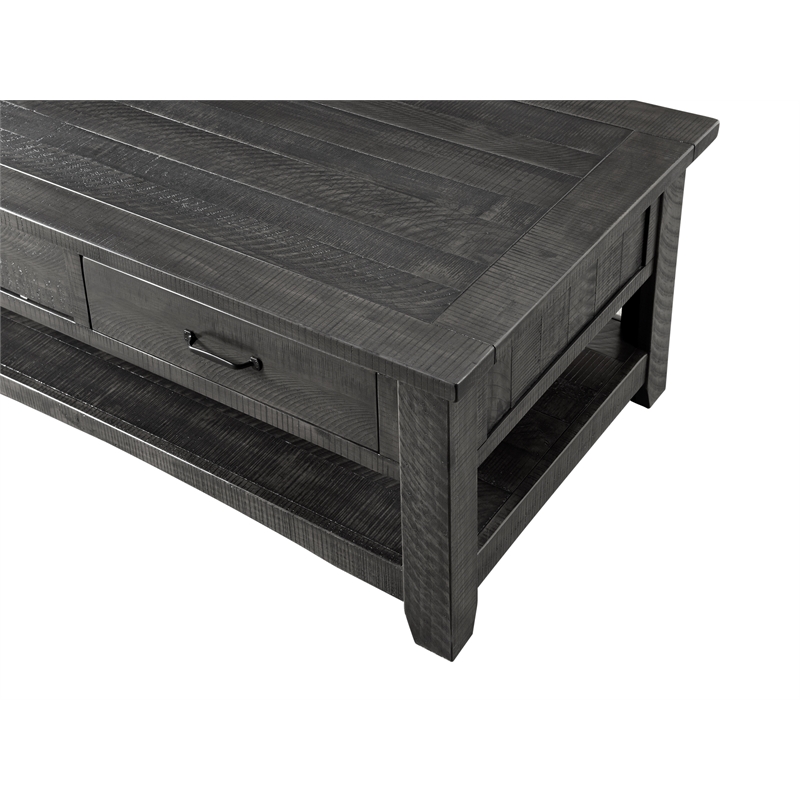 Martin Svensson Home Rustic Solid Wood 2 Drawer Coffee Table Gray